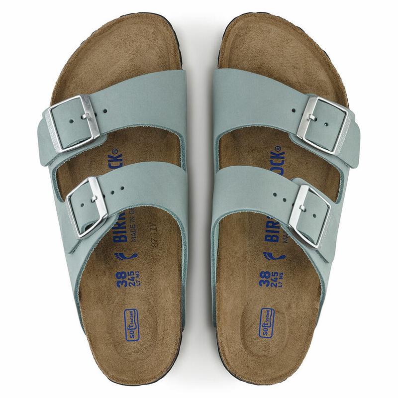 Birkenstock Soft Footbed Nubuck Læder Arizona Dame Turkis | DK 87RVD